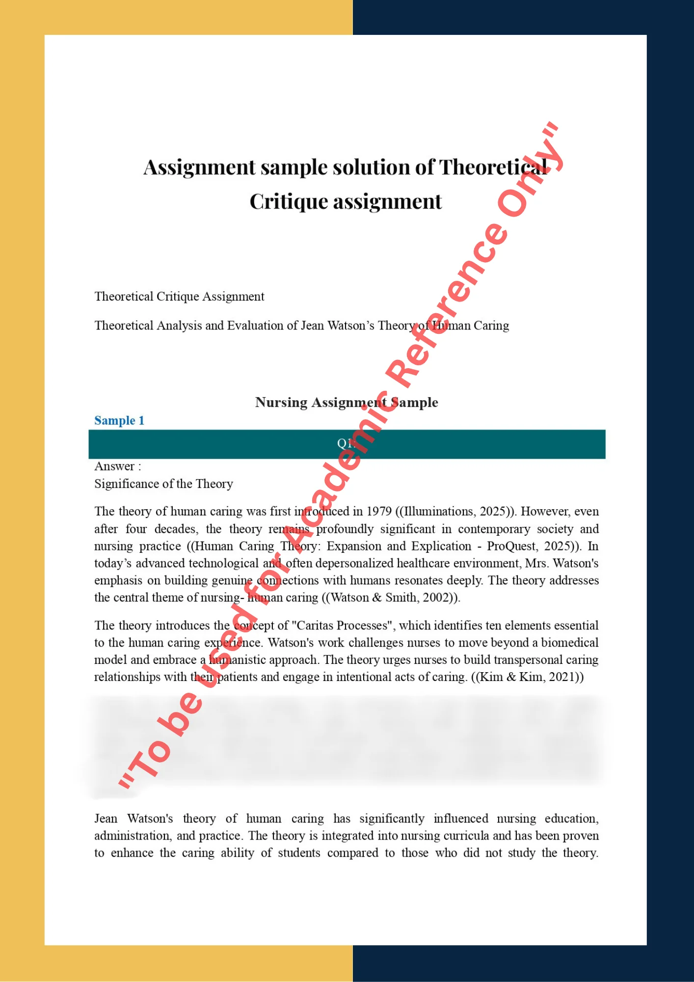 Assignment sample solution of Theoretical Critique assignment 0